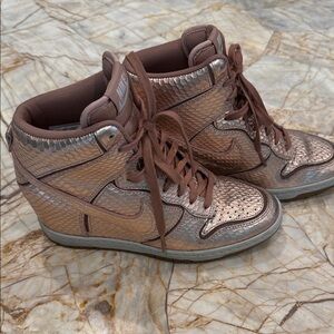 Nike Women's Rose Gold Wedge High-Top Sneakers